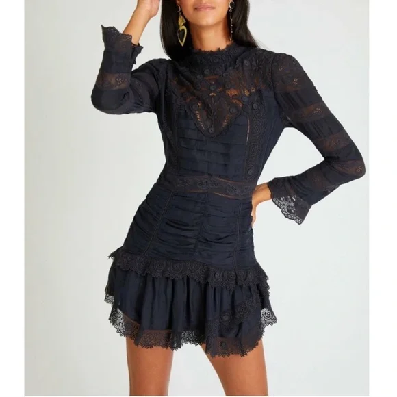 NWT LoveShackFancy Harmon Mini Shirted Lace Dress size 6 - Picture 1 of 10